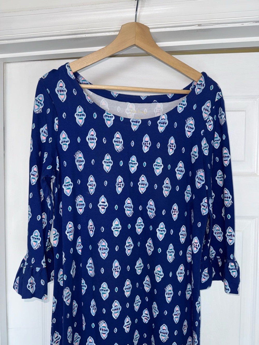 Lilly Pulitzer Sophie Ruffle Sleeves Dress L Blue - Picture 3 of 7